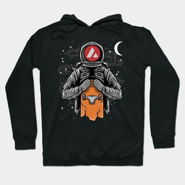 Astronaut Skate Avalanche AVAX Coin To The Moon Crypto Token Cryptocurrency Wallet Birthday Gift For Men Women Kids Hoodie by Thingking About